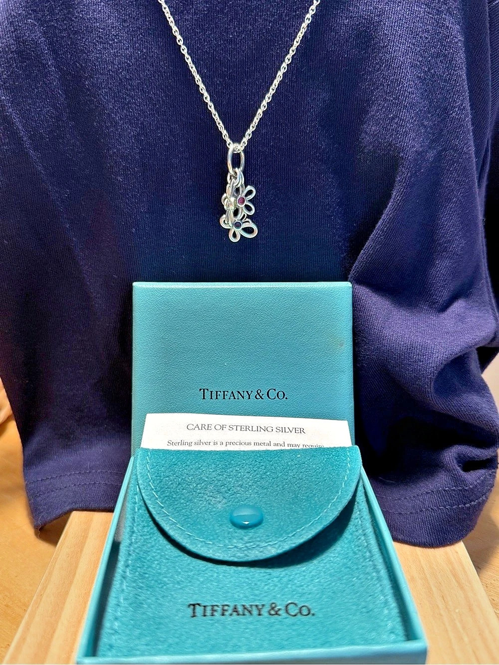 Vintage Tiffany & Co. Sterling Silver Flower Butterfly Dragonfly Charm Pendant